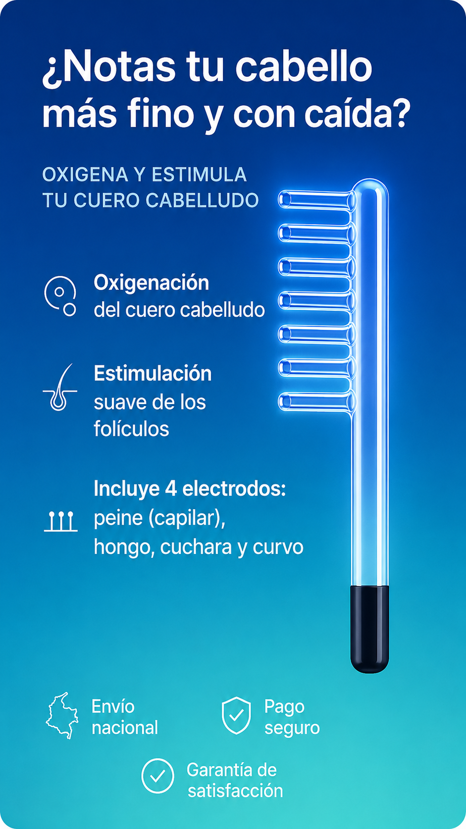 ALTA FRECUENCIA MULTIFUNCIONAL-  NO MÁS CAIDA DEL CABELLO Y DISMINUYE EL ACNE